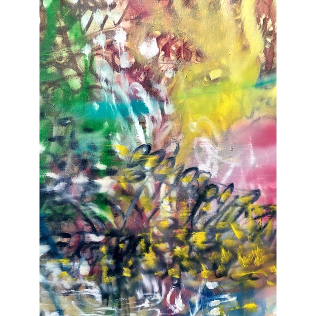Nachume Miller, Untitled Dynamic Colorful Abstract Expressionist Oil Painting, Israeli-American, 1996 For Sale - Image 4 of 8