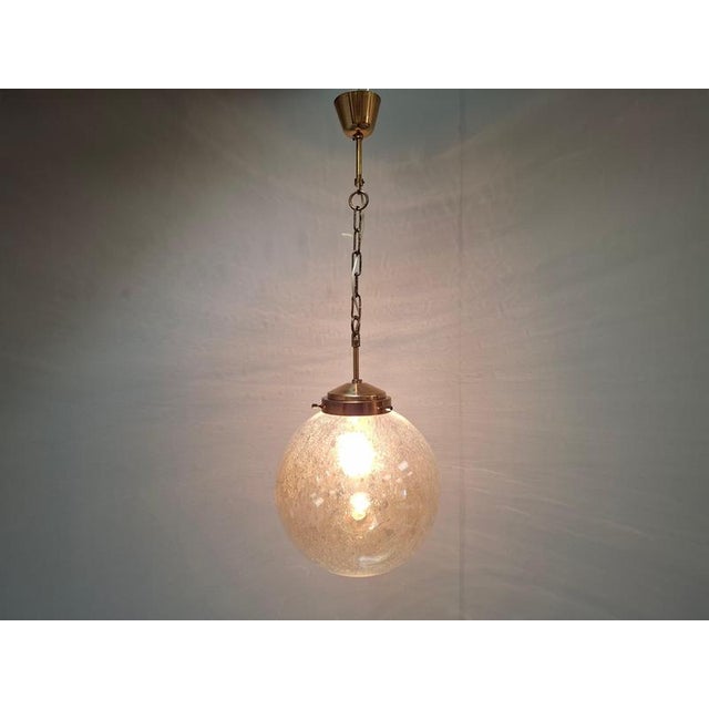 Mid-Century Modern Pendant Light in Brass and Smoked Bubble Glass by Kamenický Šenov, 1960s For Sale - Image 6 of 18