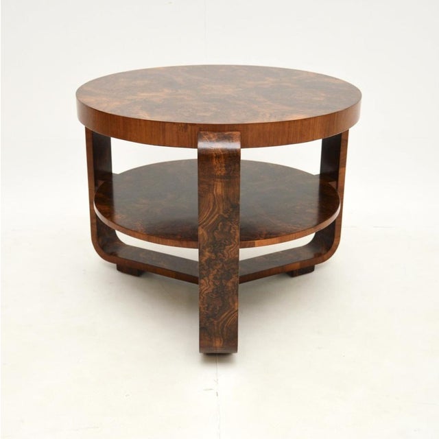 Mid-Century Modern Large Art Deco Burr Walnut Coffee Table, 1930s For Sale - Image 3 of 9