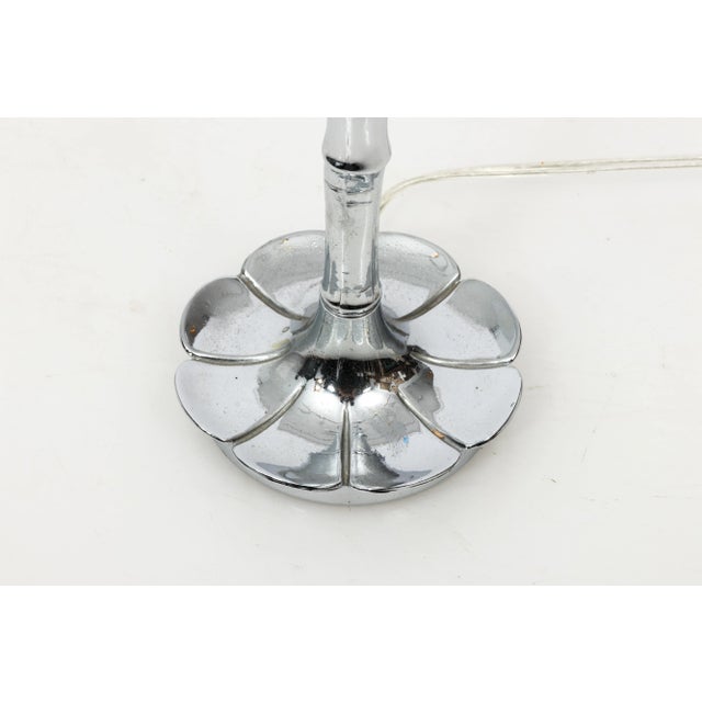 Metal Faux Bamboo Chrome Lamp For Sale - Image 7 of 8