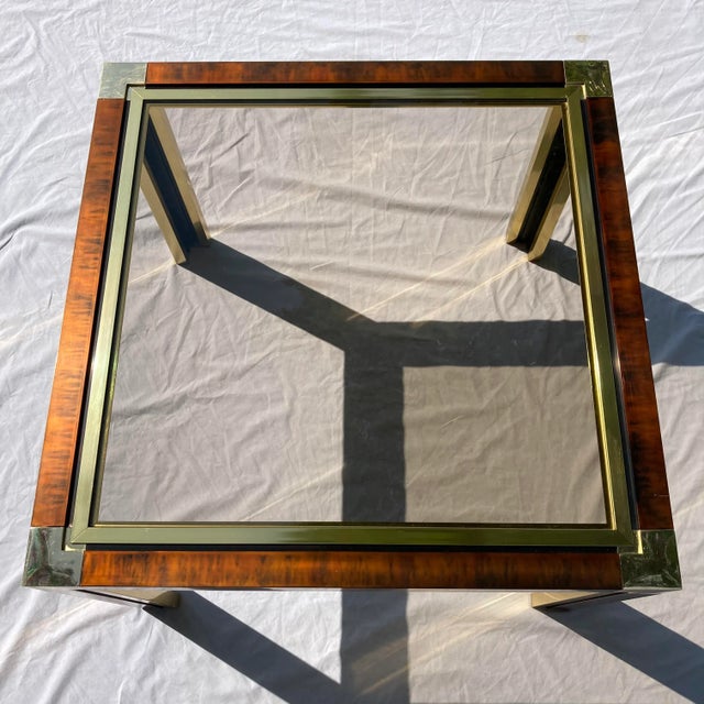 Mid-Century Modern Faux Tortoiseshell & Brass End Table For Sale - Image 9 of 13