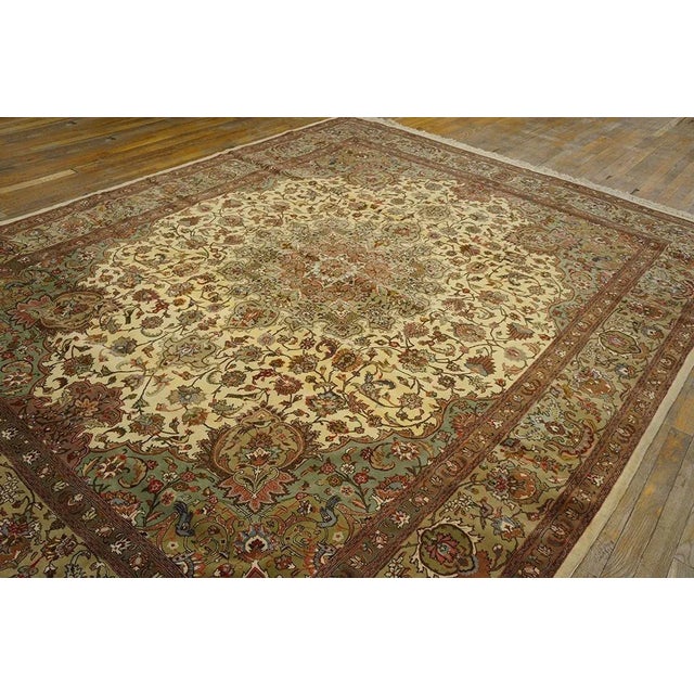 Antique Persian Tabriz Rug 8' 0" x 9' 8" A one-of-a-kind antique Tabriz rug, The piece measures approximately 8’0″ × 9’8″...