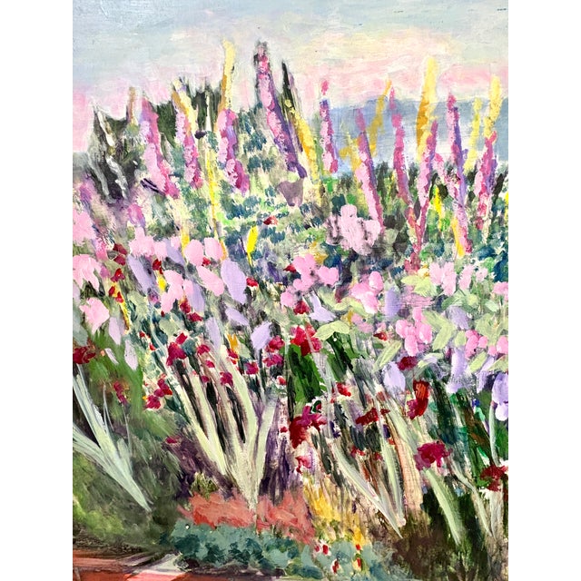 French Large Impressionist Garden Landscape Oil Painting in Ornate Gilt Frame by P. M. Overton For Sale - Image 3 of 14