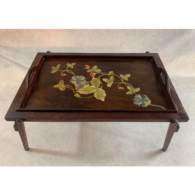 Vintage Hand-Painted Breakfast-In-Bed Tray W/ Stand For Sale - Image 13 of 13