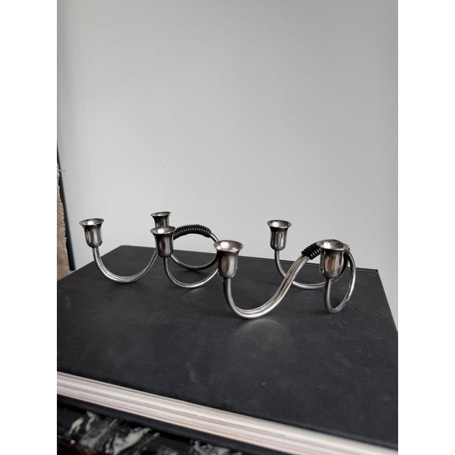 1960s Carl F. Christiansen Candle Holder Silver-Plated, Pair For Sale - Image 5 of 6