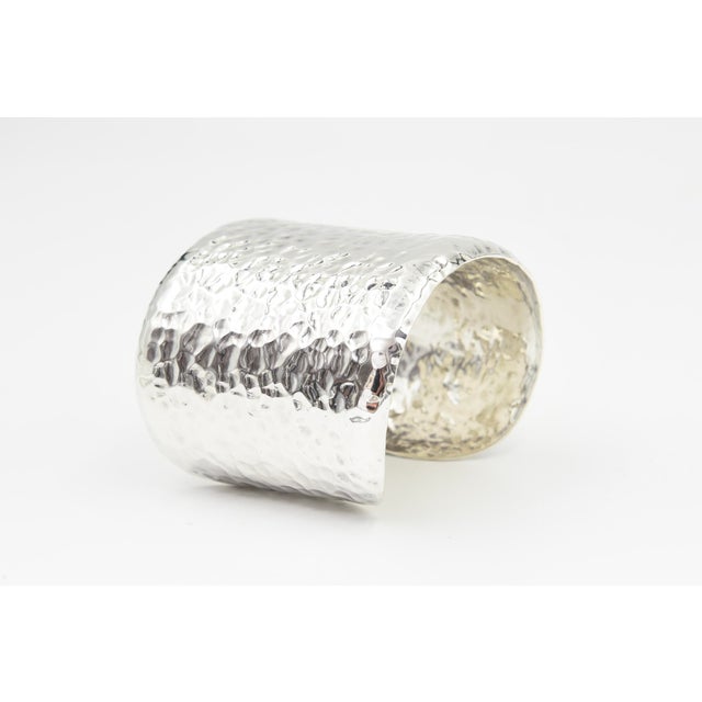 Late 20th Century Sterling Silver Hammered Cuff Bracelet For Sale - Image 4 of 9