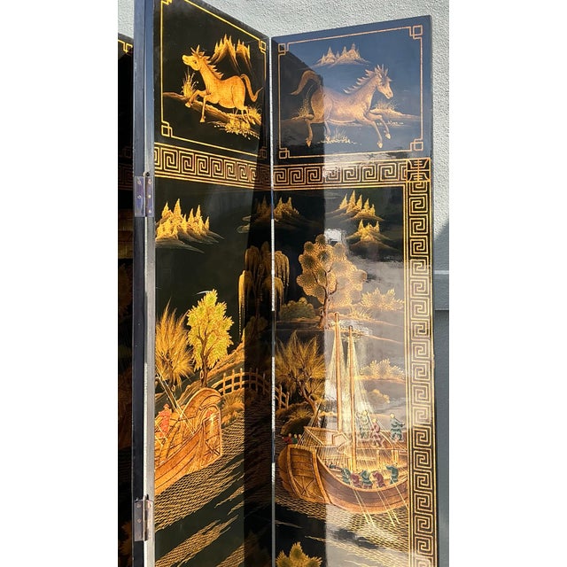 Vintage Asian 8 Panel Coromandel Screen For Sale - Image 10 of 12