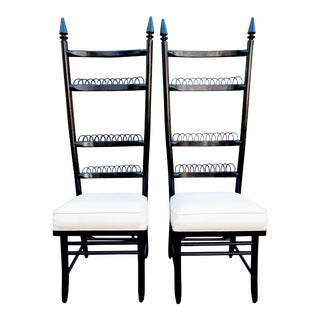 High Ladder Back Chairs - A Pair For Sale