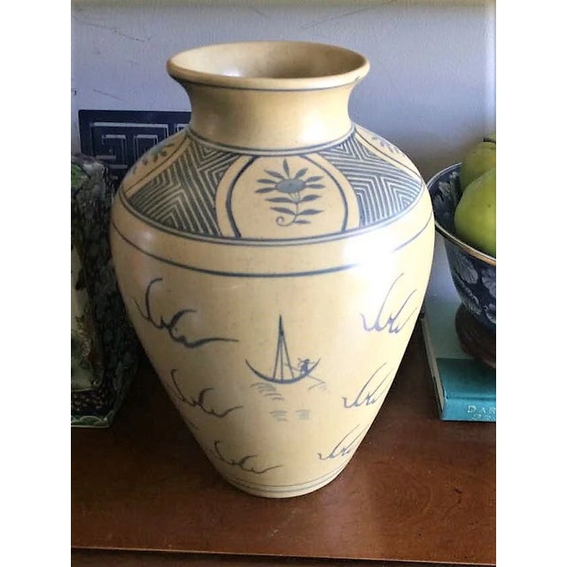 Asian Large 1980s Canton Style Earthenware Vase For Sale - Image 3 of 6