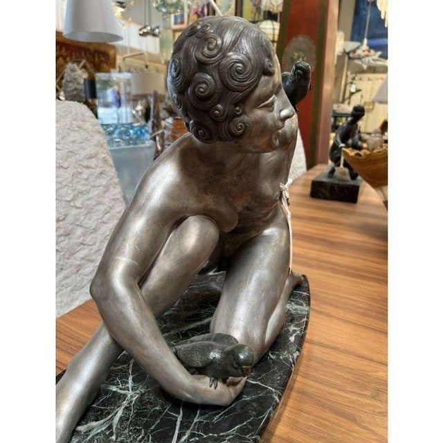 1920s French Art Deco a.g. Rigault Silvered Bronze Sculpture For Sale - Image 4 of 7