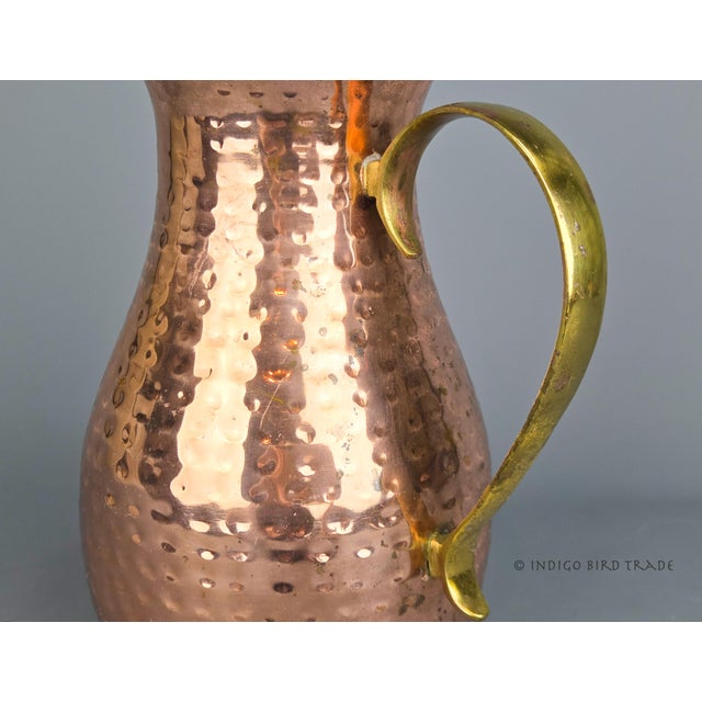 Vintage Hand Hammered Copper Pitcher With Brass Tone Handle For Sale In Greenville, SC - Image 6 of 8