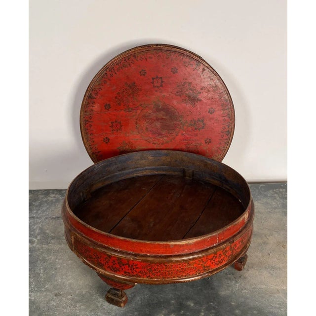Asian Antique Red Round Box, South East Asia Circa 19th Century For Sale - Image 3 of 7