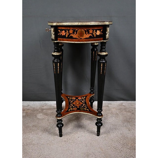 Antique Napoleon III Marquetry Side Table, 1800s For Sale - Image 15 of 18