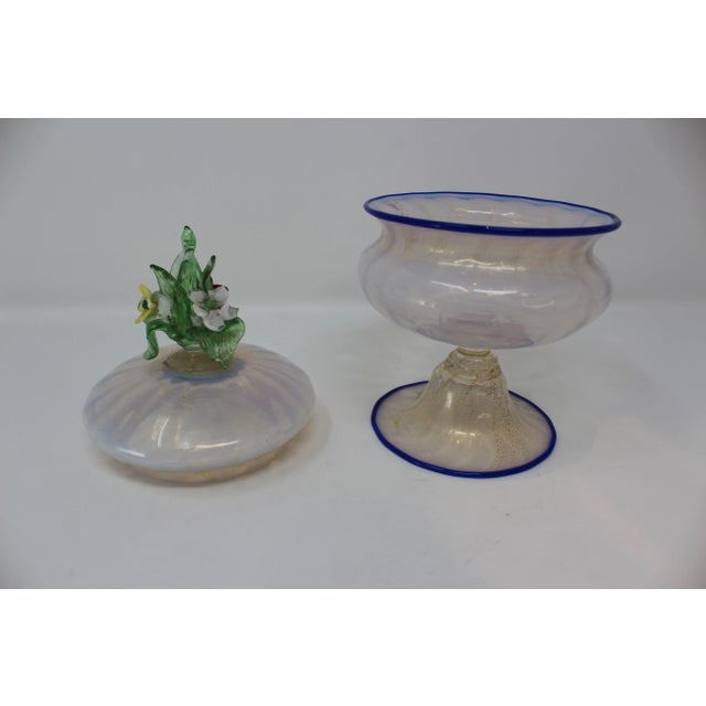 Traditional Vintage 1940s Murano Glass Compote For Sale - Image 3 of 5