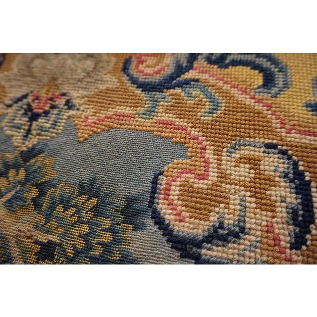 Mid-18th Century English Biblical Needlepoint with Story of Moses Being Found by Bithiah in the Nile. Antique Square...