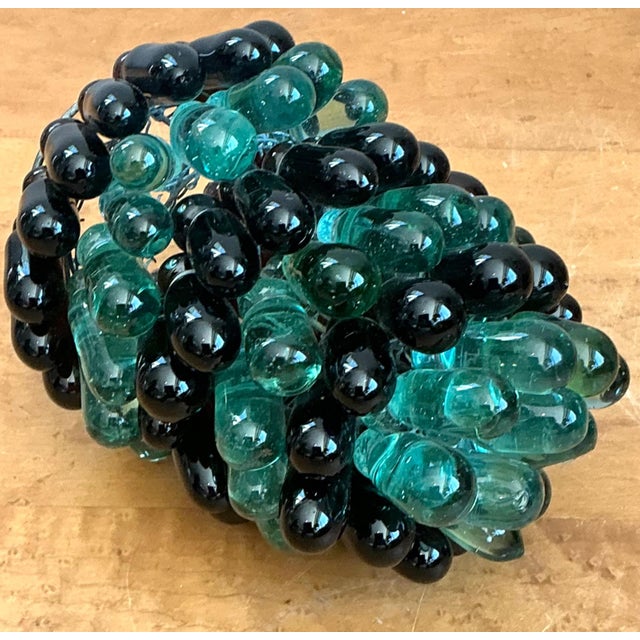 Bottle Green Vintage Italian Glass Pinecone Light Shade For Sale - Image 8 of 16
