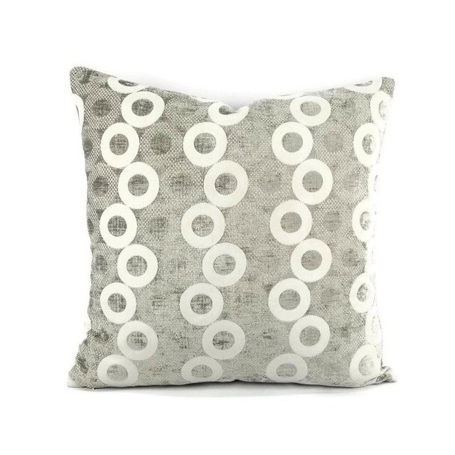 2010s Silver Chenille Rings Pattern Pillow Cover - 20" X 20" For Sale - Image 5 of 5