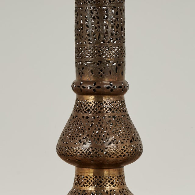 Antique Moroccan Perforated Brass and Copper Floor Lamp For Sale - Image 11 of 15