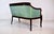 French Empire Style Curved Walnut Settee With Dolphin Arms, New Green Silk For Sale - Image 12 of 13