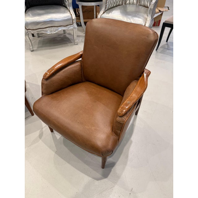Pair of Mid Century Modern Leather Club Chairs For Sale - Image 9 of 12
