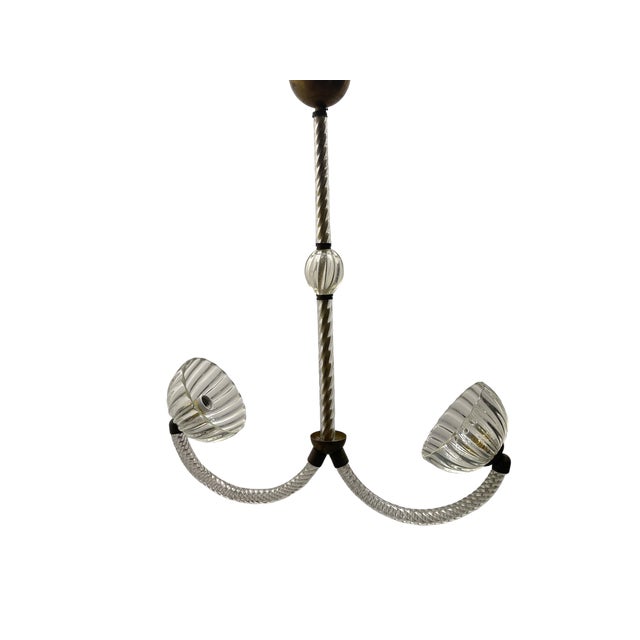 Art Deco Murano Glass Light Pendant by Ercole Barovier for Murano, 1940s For Sale