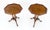 Pair Gallery Burl Wood Top Tripod Bases Side End Occasional Lamp Tables Stands MINT