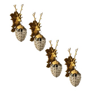 Beaded Crystal Stag Head Sconces, 1980s, Set of 4 For Sale