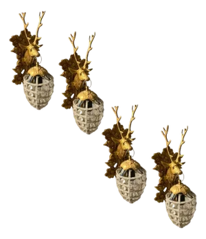 Beaded Crystal Stag Head Sconces, 1980s, Set of 4