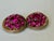 Weiss Vintage Weiss Magenta Pink Rhinestone Earrings Gold Tone Rhinestone Cluster Clip-Ons, A Pair For Sale - Image 4 of 14