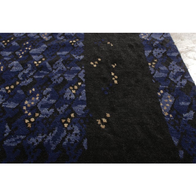 Rug & Kilim’s Scandinavian Style Rug All Over Blue, Black Geometric Pattern For Sale In New York - Image 6 of 8