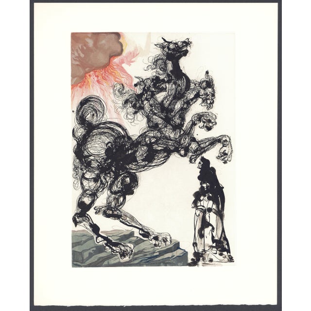 1963 Dalí Divine Comedy Engraving Enfer Chant 6 "Cerbère" (Cerebus) For Sale