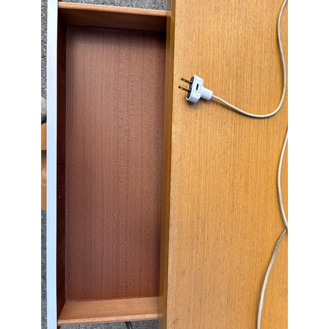 Brown Midcentury Vanity, Dressing Table With Adjustable Mirrors & Lights For Sale - Image 8 of 12