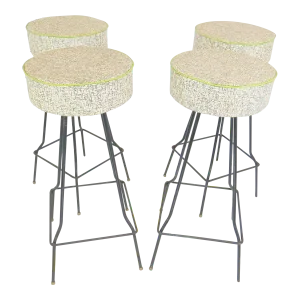 Vintage 1940s Frederic Weinberg Style Iron Bar Stools - Set of 4