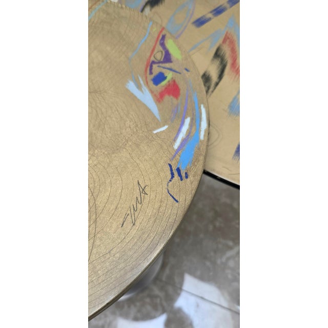 Carlo Malnati Post-Modern Italian Gold Painterly Side Drink Table 80s 90s For Sale - Image 10 of 10