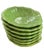 A vibrant set of seven vintage green cabbageware bowls, richly glazed and molded with naturalistic leaf veining—an iconic...