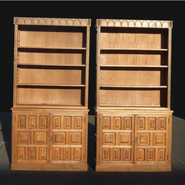 Spanish Style Teak BookCases Book Shelves Mid Century a Pair
