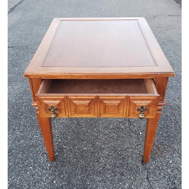 Mid 20th Century Walnut Panelized Single Drawer Side Table For Sale - Image 4 of 12