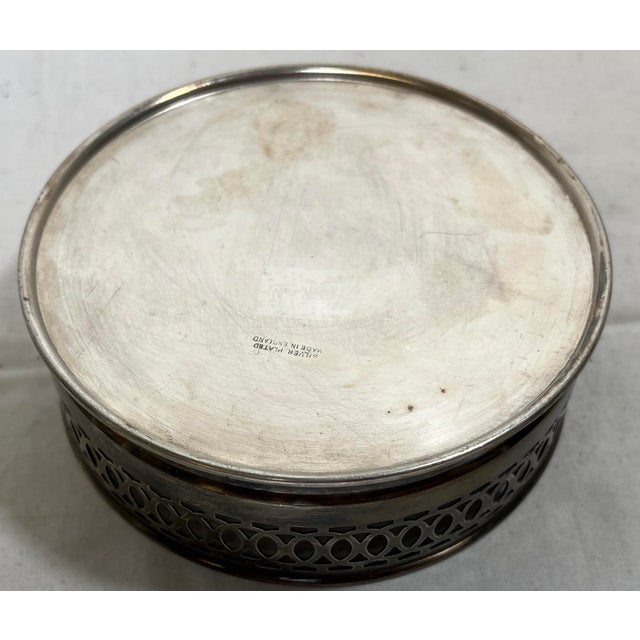 Silver Vintage Arthur Price Silver Plate Wine Coaster With Classic Intertwined Circles Pattern Made in England - Circa 1940 For Sale - Image 8 of 12
