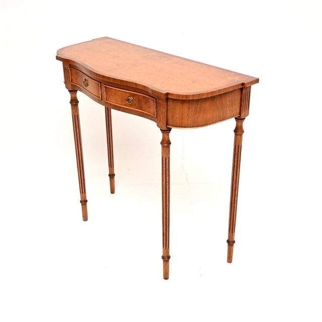 Hollywood Regency Antique Regency Style Burr Walnut Console Table, 1950 For Sale - Image 3 of 10