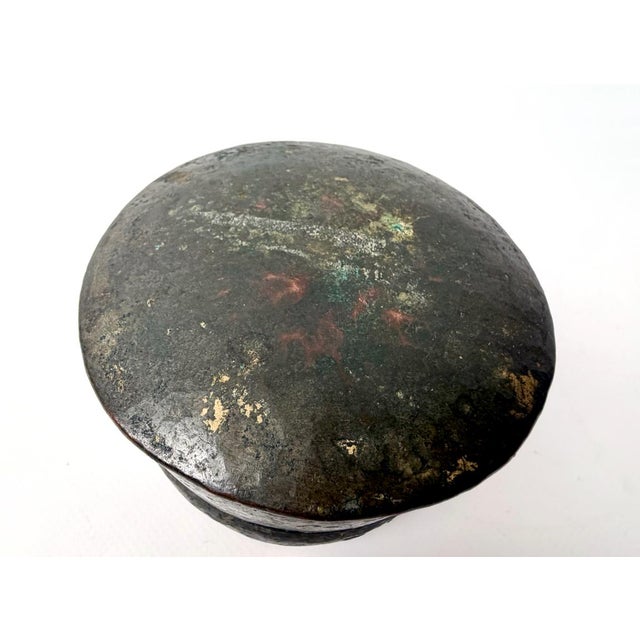 Metal Antique Islamic Berber Copper Henna Box with Fluted Lid, 1890s For Sale - Image 7 of 10