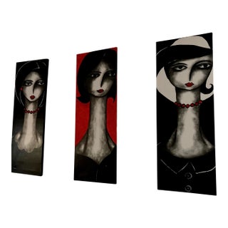 Ladies Oil Paint on Stretched Canvas by Aichel Sarduy - Set of 3 For Sale