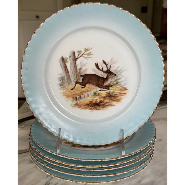 Mid 20th Century Mid-Century Victoria Pottery Stag Motif Hand Painted Salad Plates - Set of 6 For Sale - Image 5 of 18