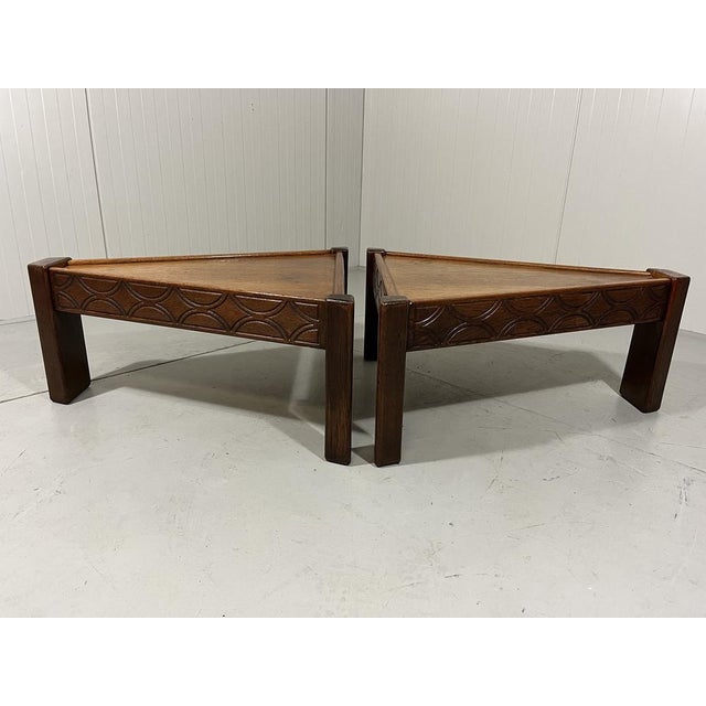 Brutalist Oak Coffee Side Tables, 1970s, Set of 2 For Sale - Image 4 of 18