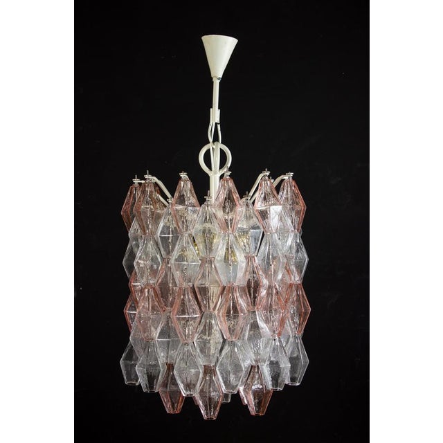 Venini Pink and Ice Poliedri Chandelier by Carlo Scarpa, 1955 For Sale - Image 9 of 15
