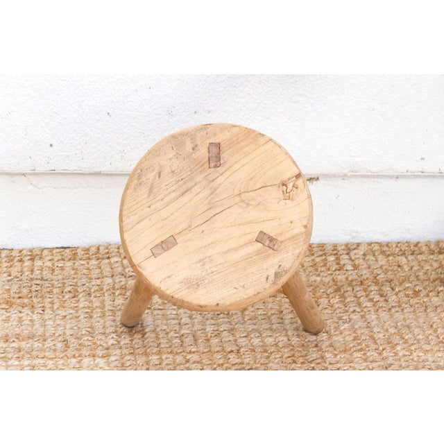 Wood Rustic Minimalist Wooden Stool For Sale - Image 7 of 8