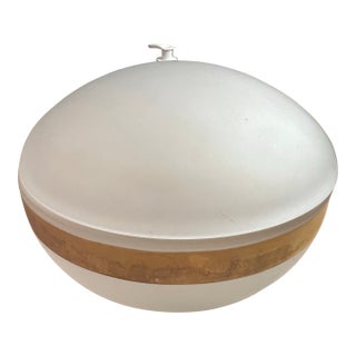 Vintage White Frosted Glass Powder Box For Sale