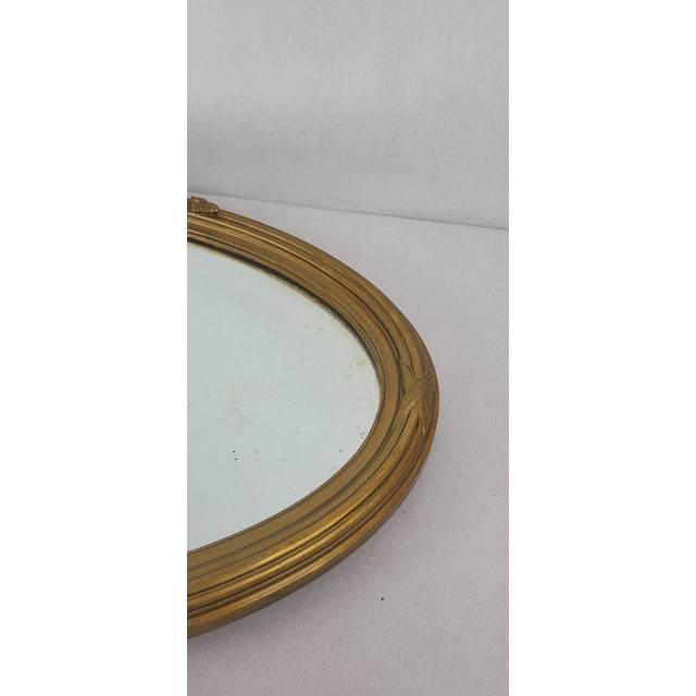 Louis XVI Oval Mirror in Gilded Wood, 1890s For Sale - Image 4 of 12