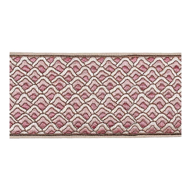 Schumacher Sunrise Embroidery Tape in Pink For Sale