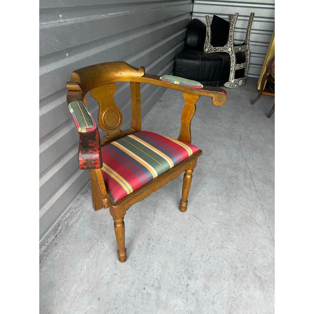 Early 1900’s Gilded Corner Accent Chair For Sale - Image 4 of 7