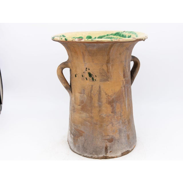 Italian Top Hat Style Ceramic Pichet Urn Green Glaze, Early 20th C. For Sale - Image 4 of 8